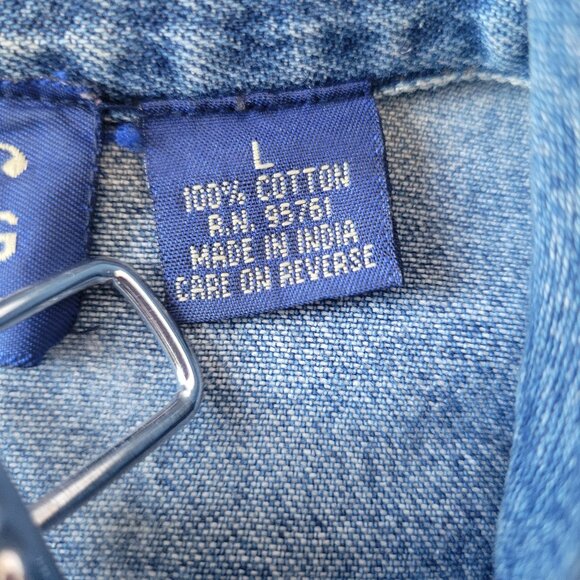 Vintage Ikon Clothing Embroidered/Beaded 100% Cotton Denim Button-Down Jacket - Picture 8 of 10